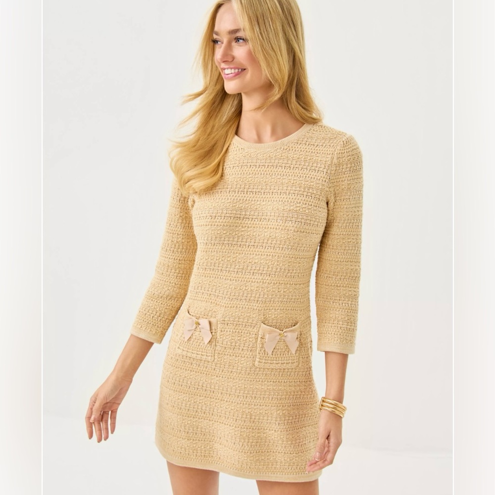 NWT Lilly Pulitzer Rhysa Sweater Dress - Size XS - Rattan Metallic Marl